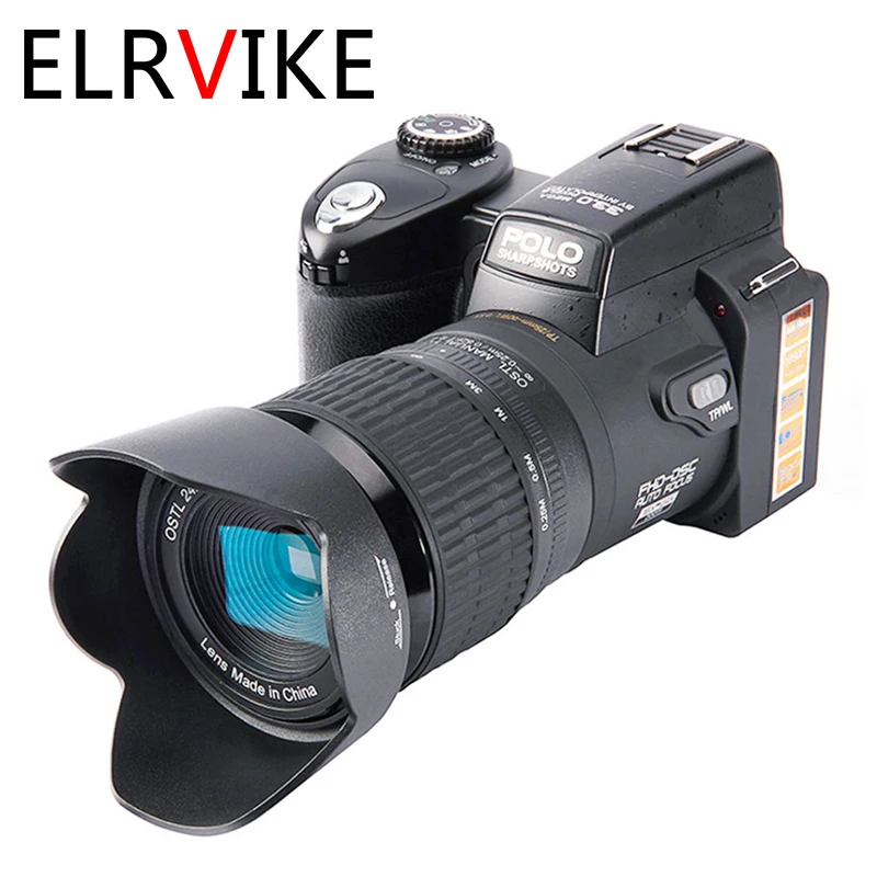 

Цифровая камера ELRVIKE 2021 HD POLO D7100, 33 миллиона пикселей, Профессиональная зеркальная видеокамера с автофокусом, 24-кратный оптический зум, три о...