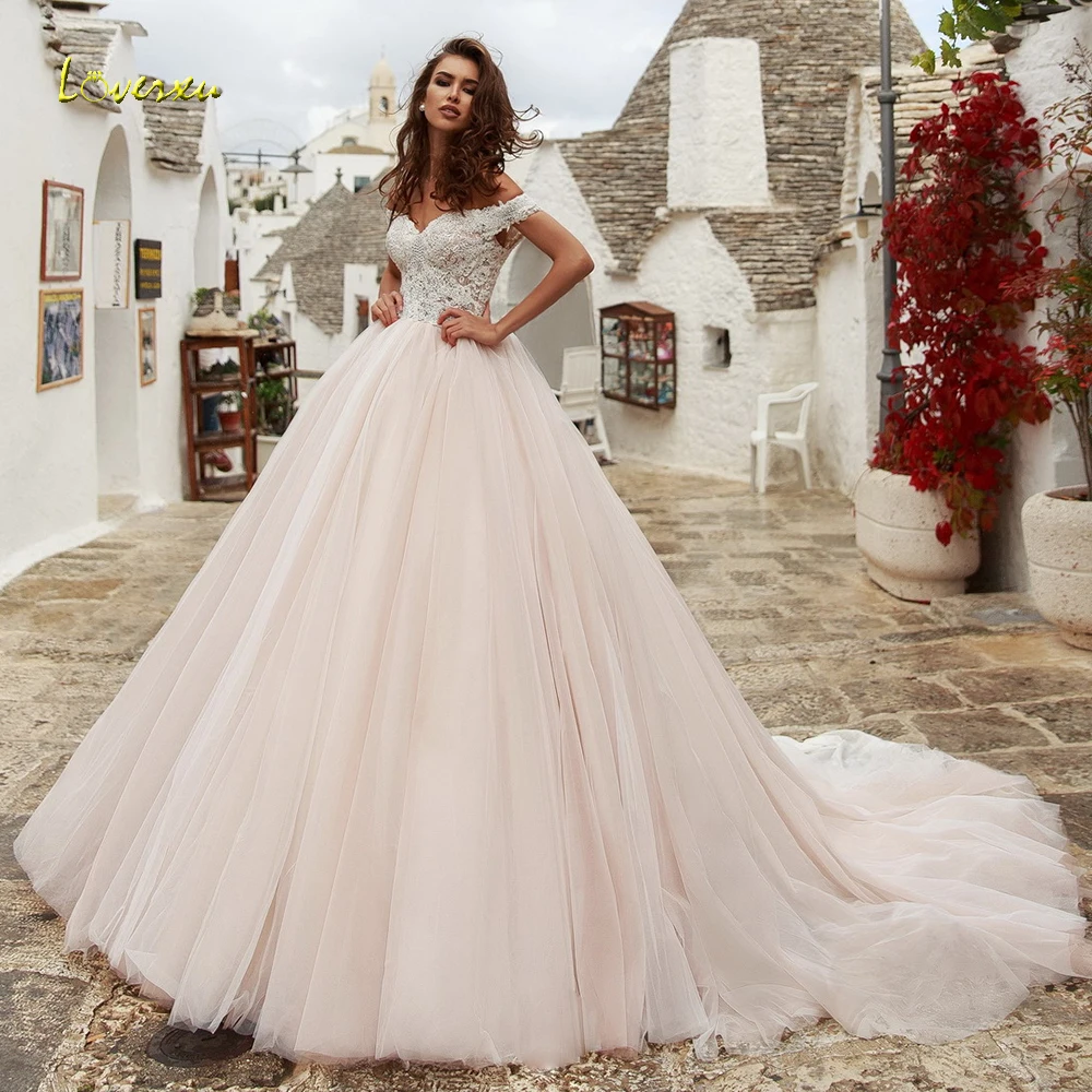 Loverxu милое бальное платье Свадебные платья Аппликация с открытыми плечами без