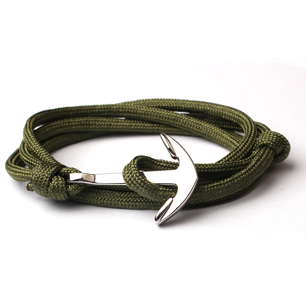 

Men Fashion Bracelet Black Alloy Anchor Bracelet Multilayer Nylon Rope Chain Paracord Bracelet For Women Men Navy Style Gift