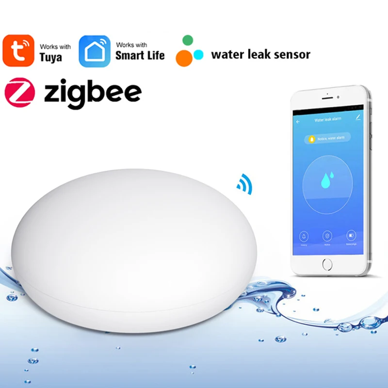 

Tuya Smart Life Zigbee3.0 Leak Alarm Water Flood Detector Smart Home Alarm Overflow And Full Water Remote Alarm APP Monitor New