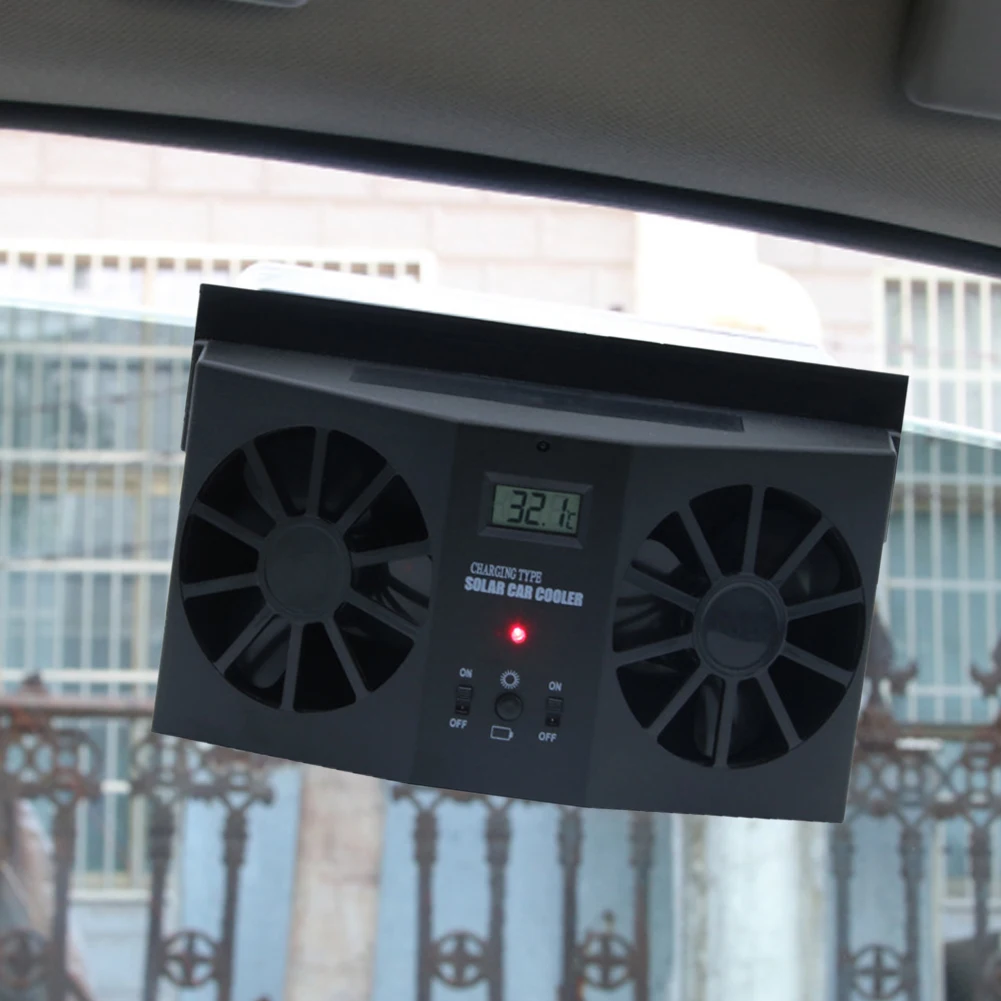 

Car Auto Fan Cooling Exhaust Ventilating Fan Portable Dual Fan Cooler Solar Fan Energy Exhaust Vent Air Cooler Conditioner Safe