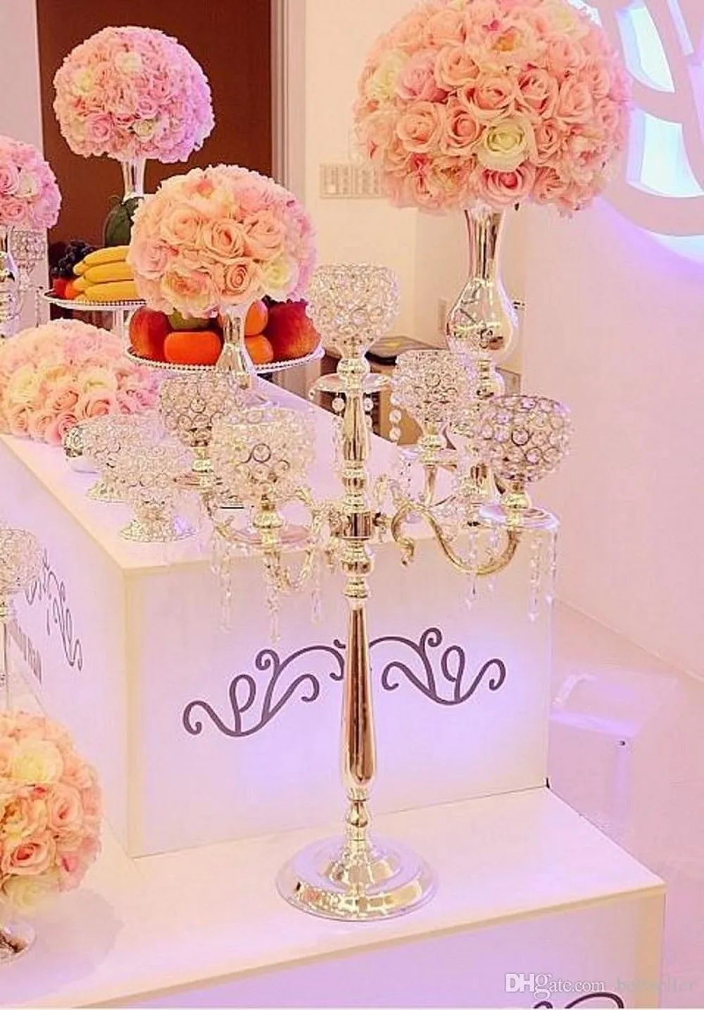 

Europe style 76cm Tall wedding candelabra wedding centerpiece 5-arms crystal candle holder Wedding Table Centerpieces Decoration