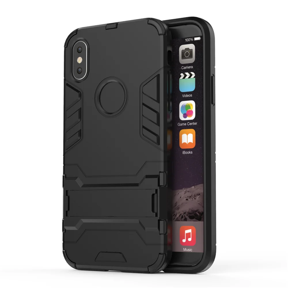 for iPhone 11 Pro X XS MAX XR 6 6S 7 8 Plus Hybrid PC TPU Tough Defender Armor Case Shockproof Stand Holder Phone Cover Shell |