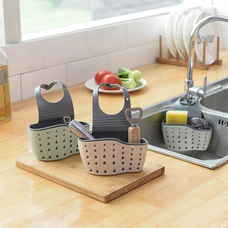 kitchen organizer gadgets sink shelf soap sponge drain rack silicone storage basket bag bathroom holder kitchen accessories tool free global shipping