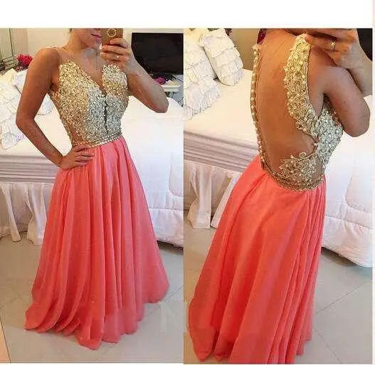 2020 Good Quality Sheer V Neck Lace Prom Dresses Sexy See Through Covered Button Back A Line Long Chiffon Pearls Evening Party | Свадьбы и
