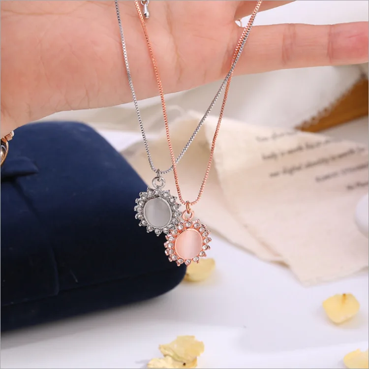 Ожерелье TSHOU388 с опалом характерное овальное ожерелье из циркония милая цепочка