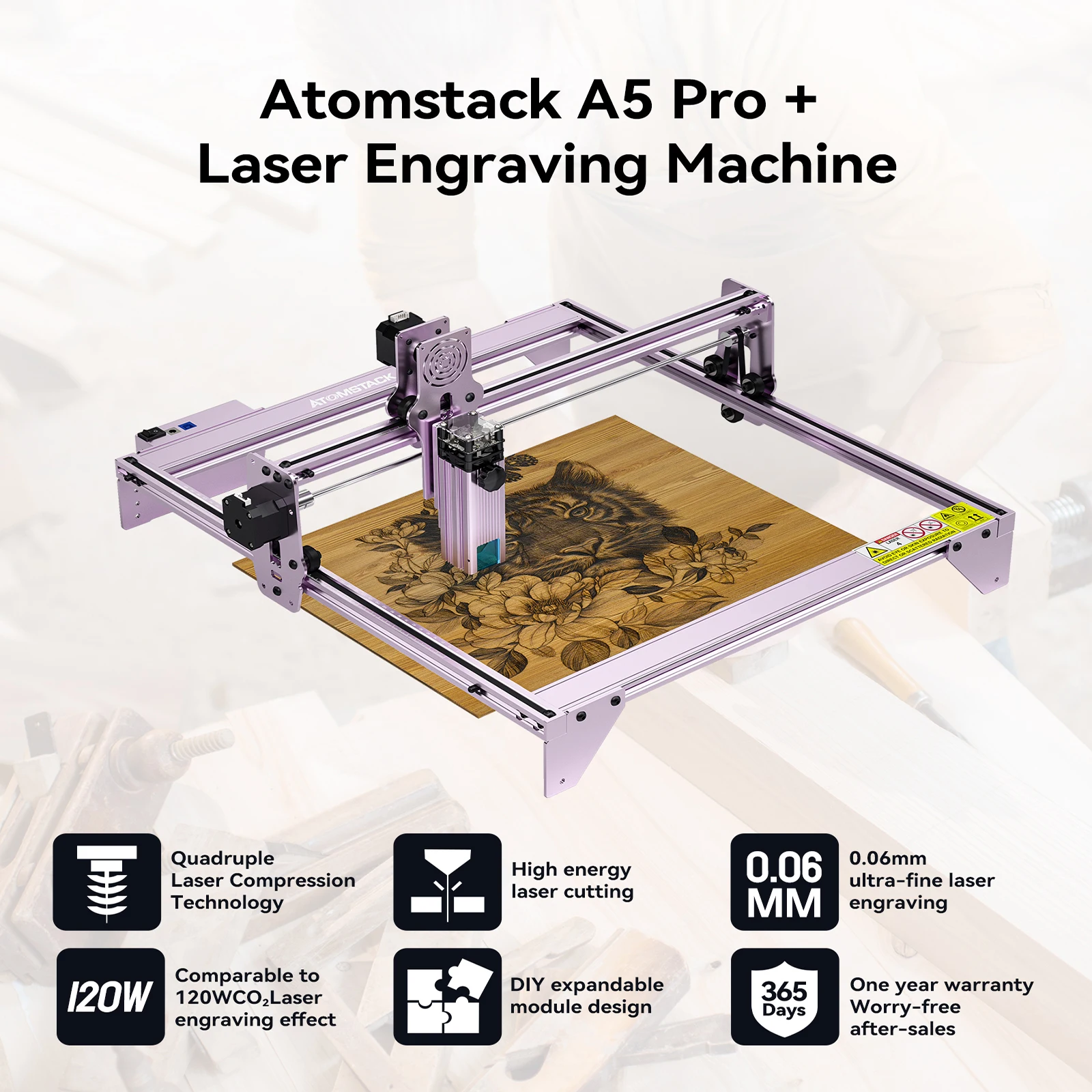 

ATOMSTACK A5 Pro+ Plus 40W Laser Engraver Metal CNC Router Engraving Cutting Machine for 41x40cm Printer Cutter DIY Wood Marking
