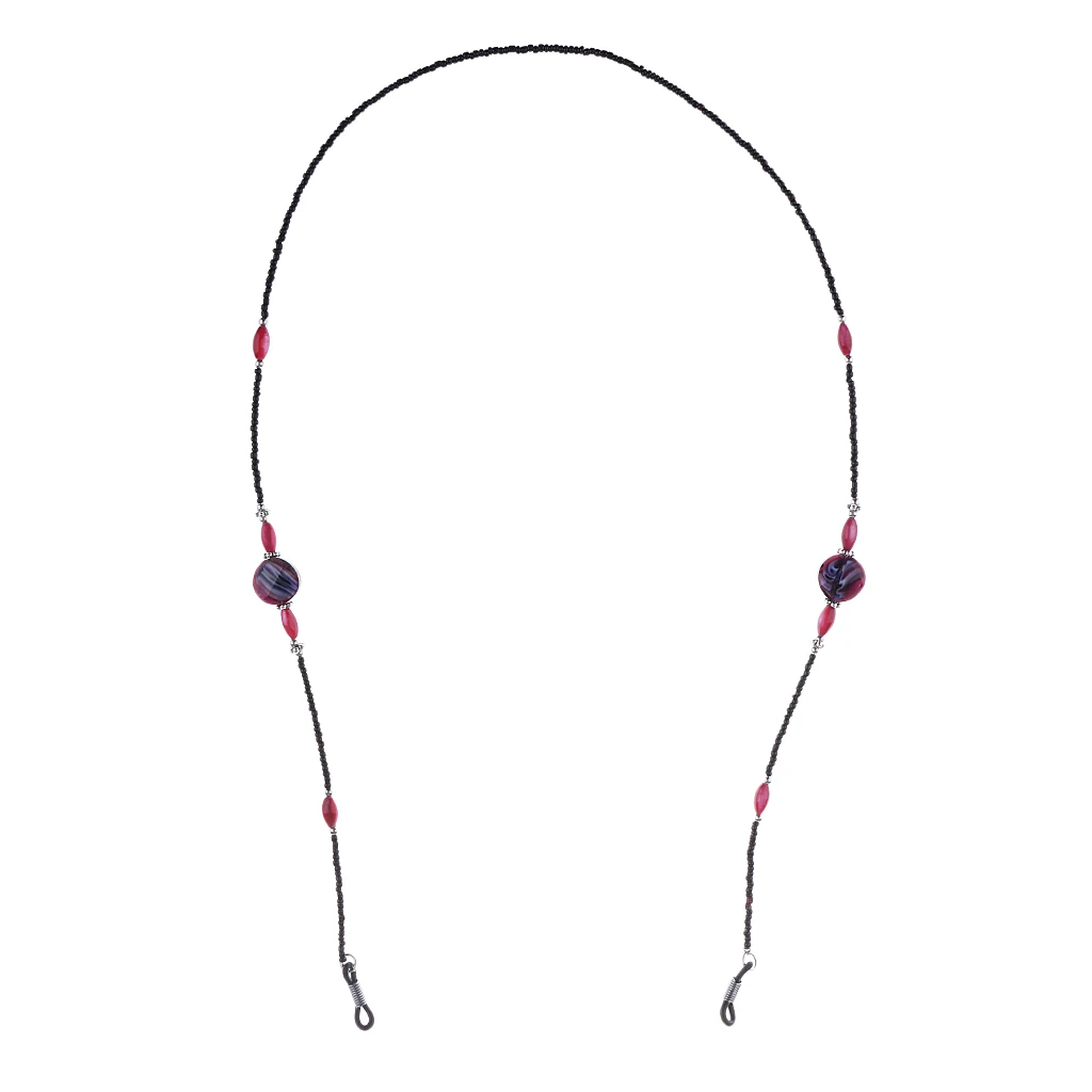 

Black Acrylic Beads Beaded Cord Anti Slip Rubber End Neck Cord Chain String