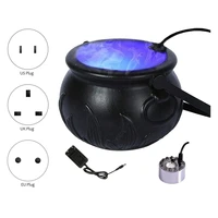 halloween witch jar cauldron mist maker smoke fog machine with color light party prop holiday diy decorations