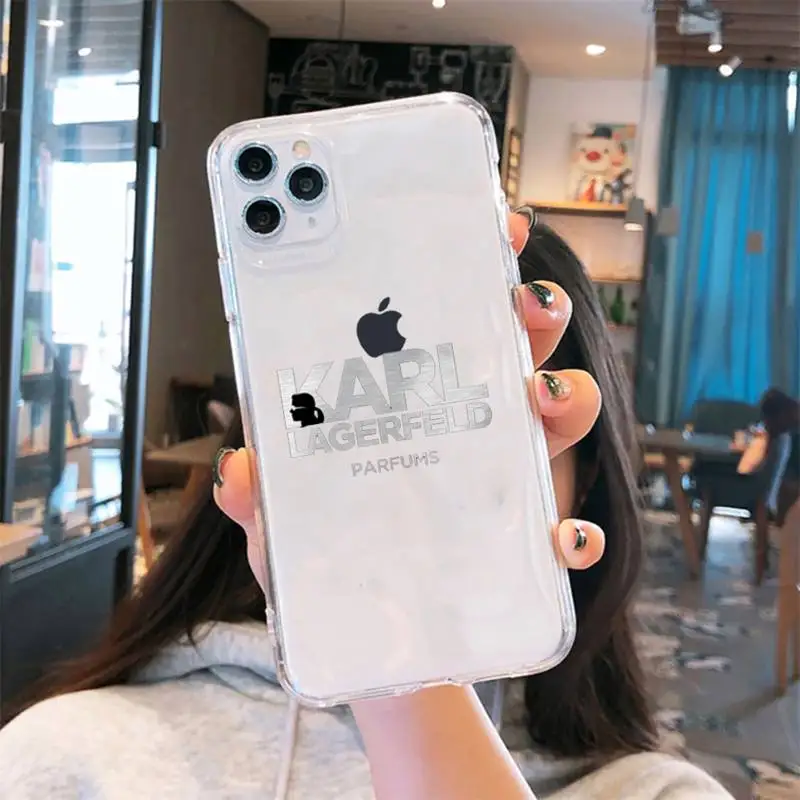 

Luxury fashion brand designer KARLs Lagerfeld cat Phone Case Transparent for iPhone 6 7 8 11 12 s mini pro X XS XR MAX Plus