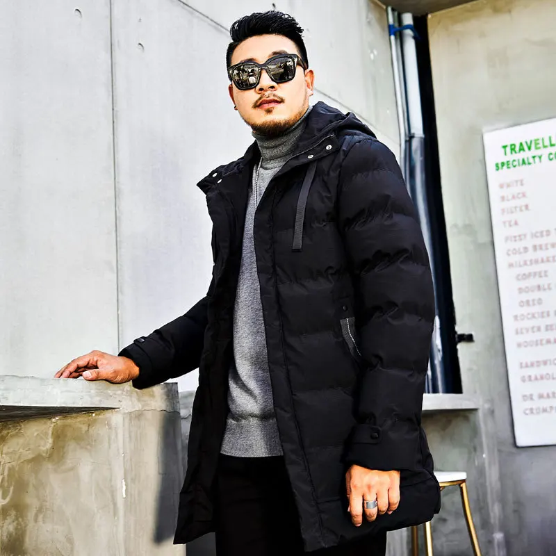 2019 зимняя новая брендовая мужская парка Теплая Куртка длинная свободная Большой