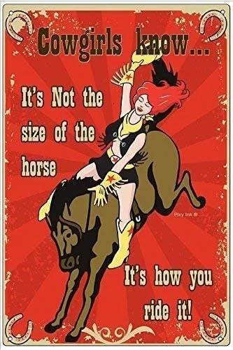 

Vintage Metal Sign Tin Sign Cowgirls Know It'S Not The Size Of The Horse Home Bar Kitchen Hotel Wall Decor Plaque Sign 12X8Inch