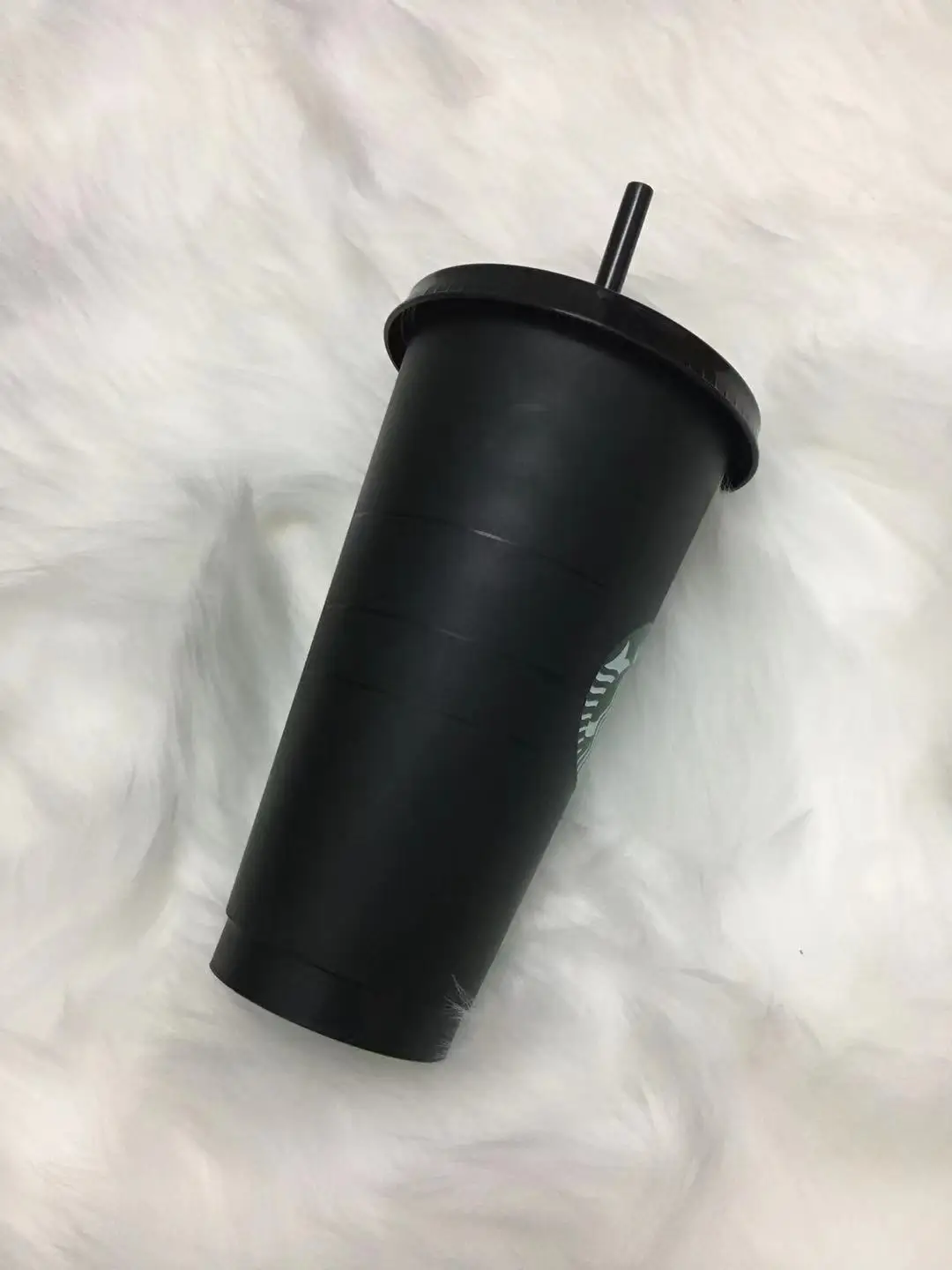 Матовая Белая прозрачная пластиковая кружка с прозрачной соломинкой 710 мл 24