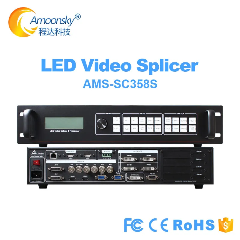 

video wall controller AMS-SC358S support linsn ts802d sending card shows a screen splicing for led panel