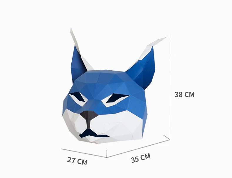 3D Бумажная кошка Рысь маска для Хэллоуина Вечерние Декорации DIY матрица голова для косплея маска вечерние украшения реквизит для фотосессии Свадебный декор