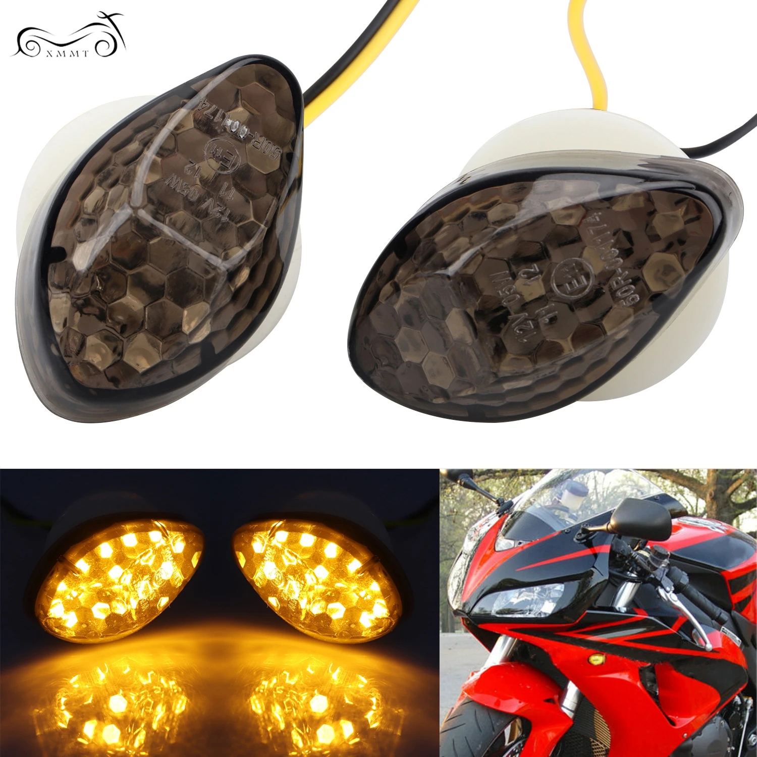 2 шт. 10 мм дым светодиодный утапливаемый поворотный сигнал янтарсветильник