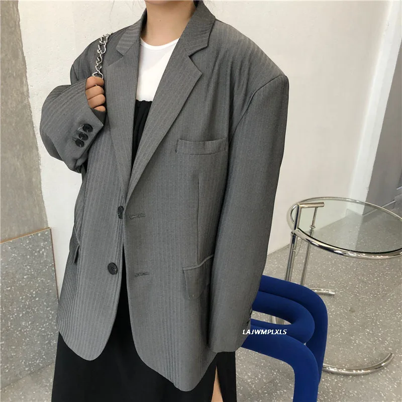 

Пиджак Женский Повседневный в Корейском стиле, минималистичный однотонный Блейзер серого цвета, офисный костюм в британском стиле, весна-о...