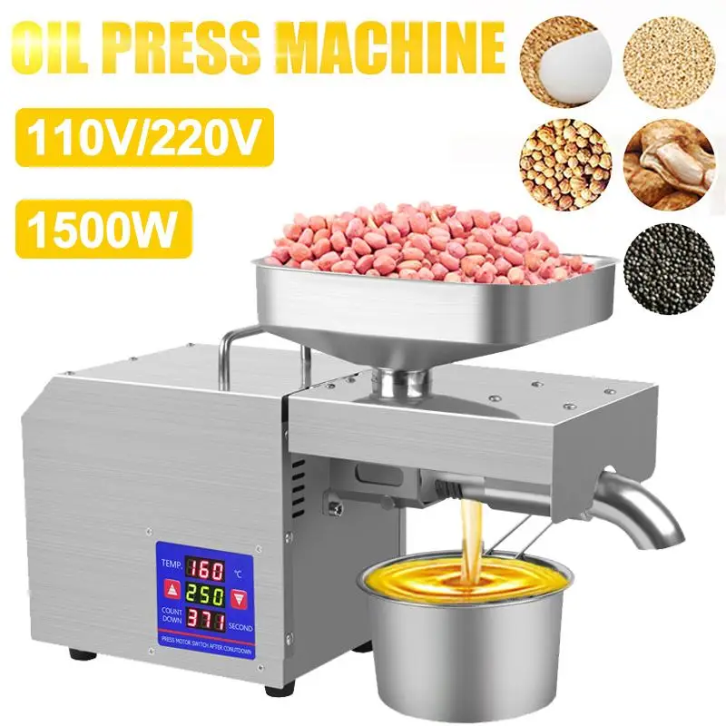 

Stainless steel oil press, automatic cold press, commercial household hydraulic oil press, peanut oil, olive oil press.
