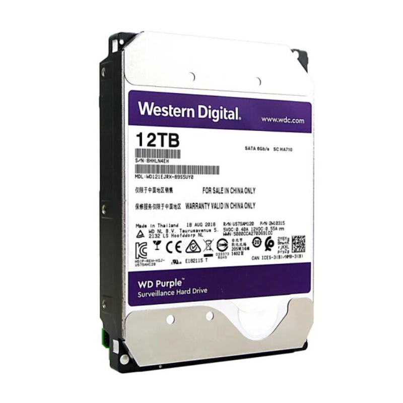 Жесткий диск для видеонаблюдения WD Purple 12 ТБ SATA 256 Мб 3 5 дюйма интерфейс HDD камер cctv