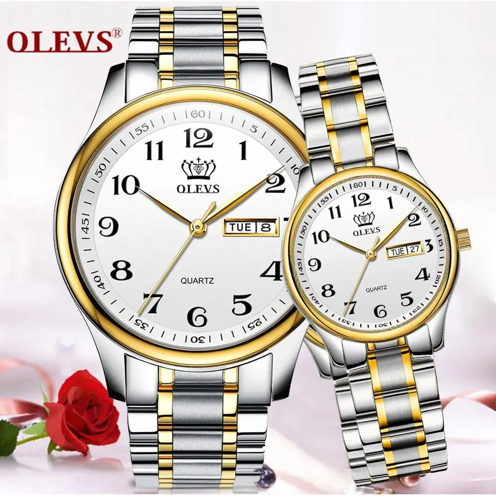 Пара часов для мужчин и женщин светящиеся часы из нержавеющей стали влюбленных