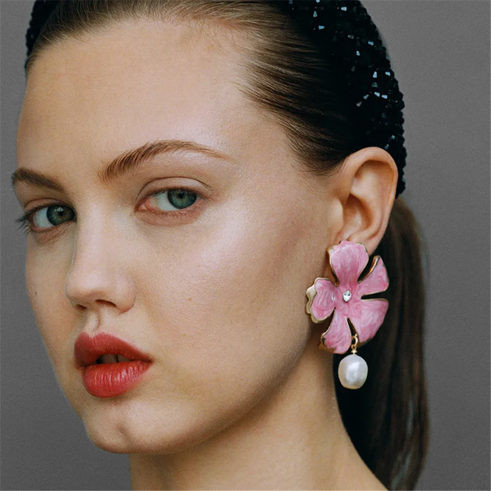 SexeMara/Новые корейский модный Шарм-цветок длинные висячие серьги для женщин и