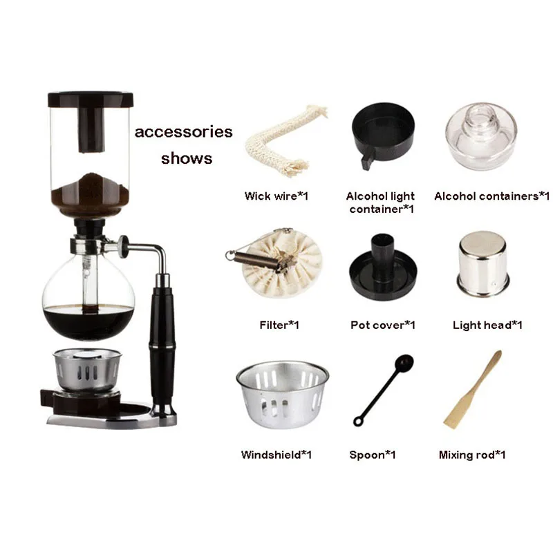 Японский Стиль Кофе сифон горшок 3/5 чашки капельного из нержавеющей чайник стали