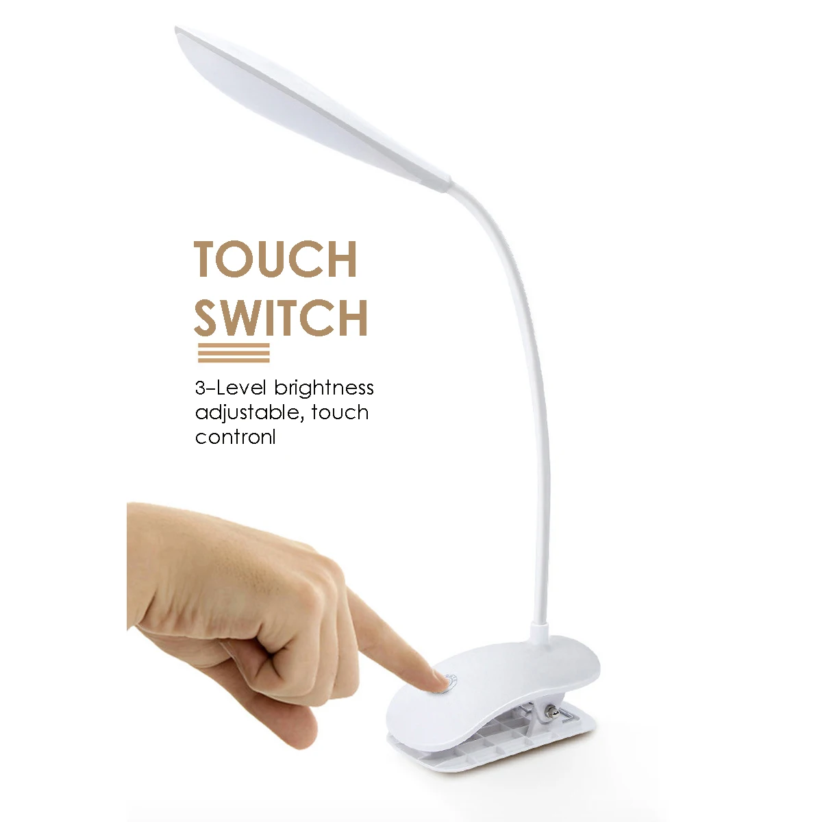 

USB Rechargeable Reading Light Clip On Desk Lamps Dimmable LED Touch Control Bedside Lamp Adjustable Indoor Book Light 5 Types