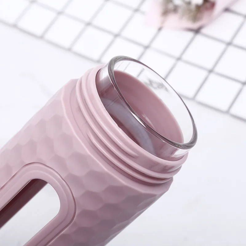 Стеклянная бутылка для воды термостойкая силиконовая рукав портативное стекло