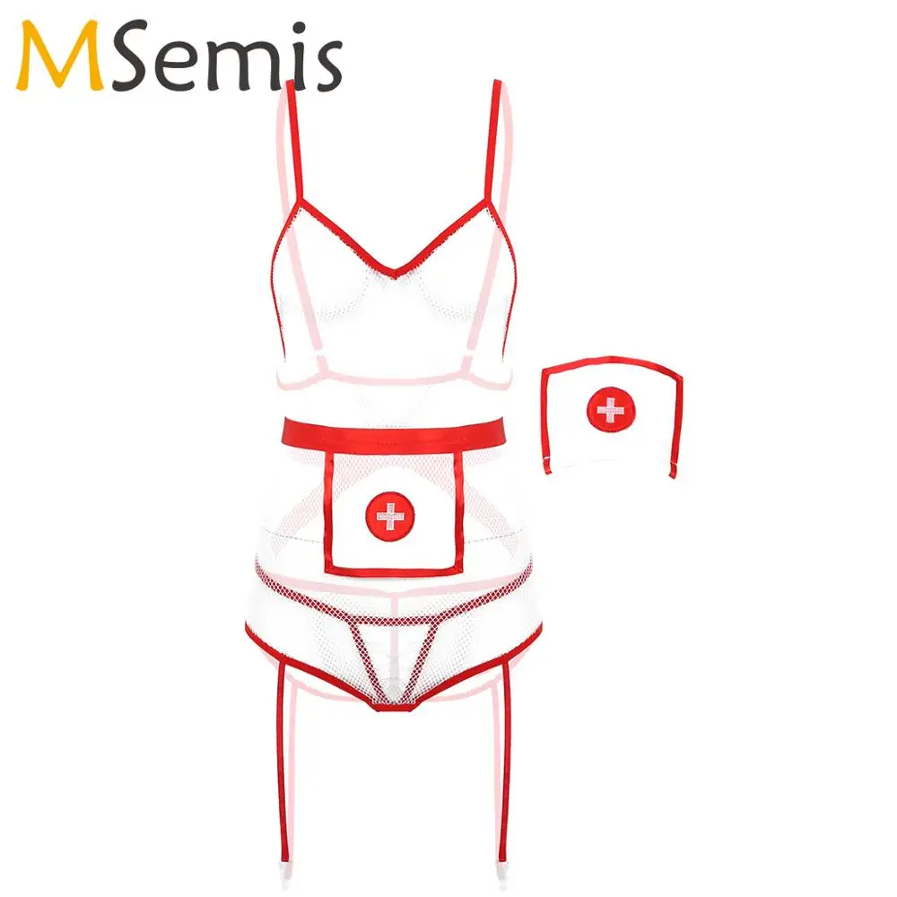 Женский пикантный костюм медсестры сексуальная прозрачная сетчатая форма без
