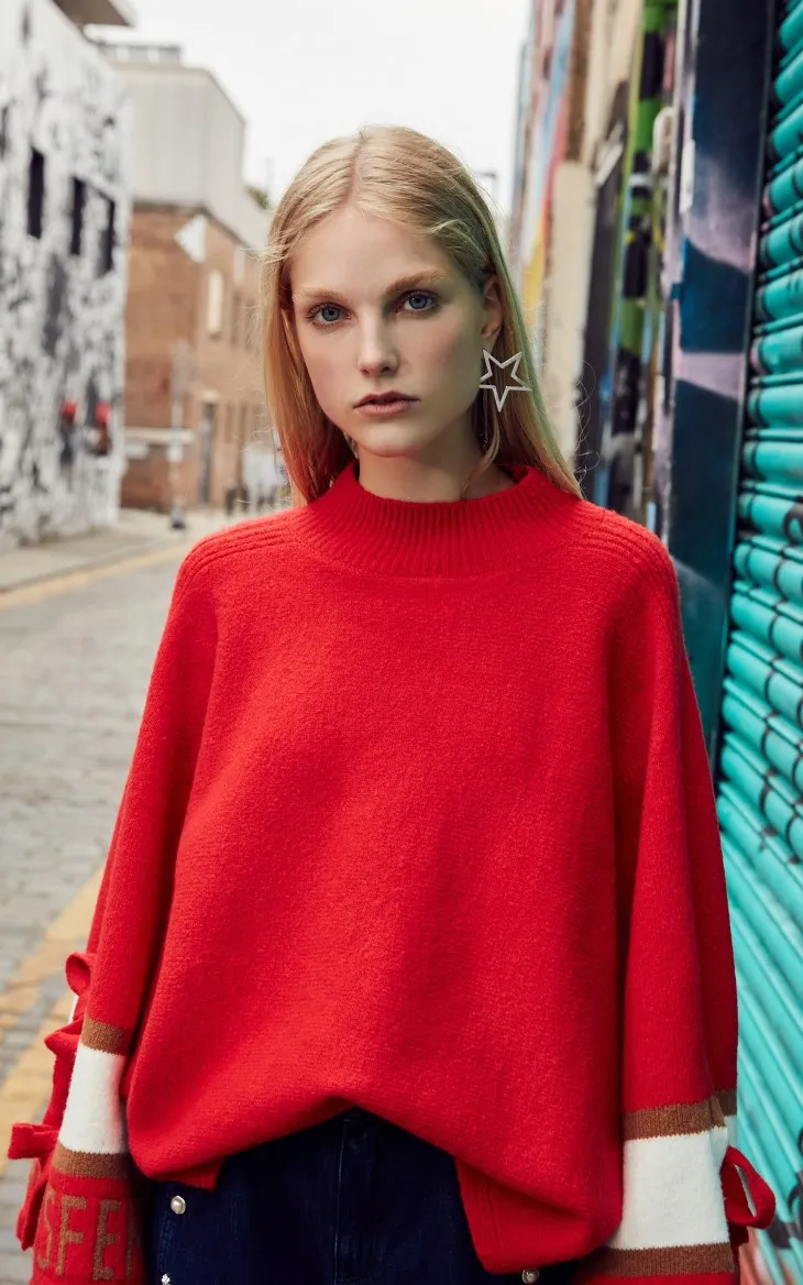 Vero Moda женский свитер на шнуровке с рукавами «летучая мышь» с надписями | 318325508