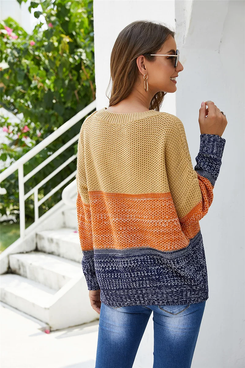 Женский свитер в стиле пэчворк Fitshinling праздничный тонкий вязаный джемпер пуловер