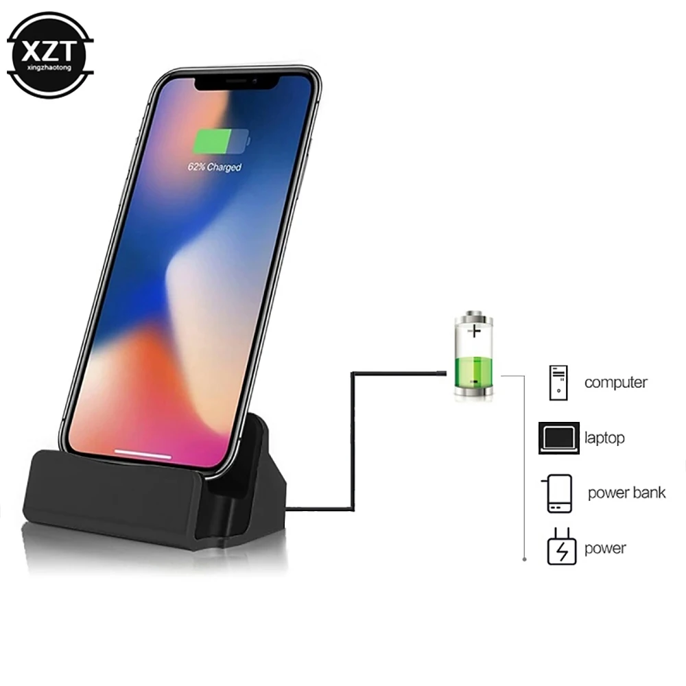 Зарядная док станция 2 в 1 с USB кабелем для iPhone X XS Max XR 6 6S 7 8 Plus 5 SE|Зарядные