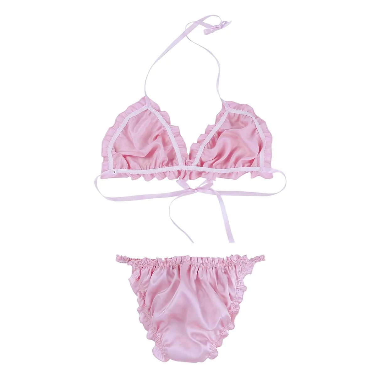 Комплект из 2 предметов блестящее нижнее белье для мужчин с рюшами трусов