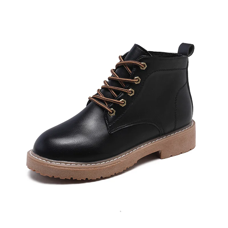 Классические модные Женские осенние ботильоны высокого круглый носок в