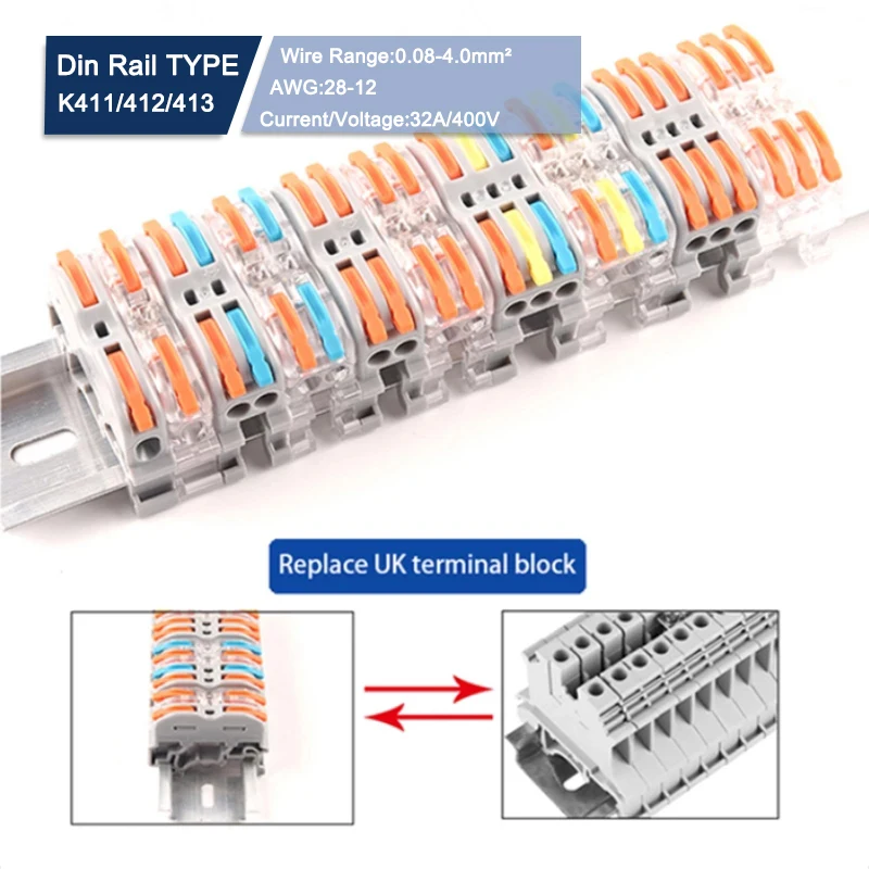 5 шт. быстрая Din Rail Тип провод соединительного терминала блок вместо UK2.5B