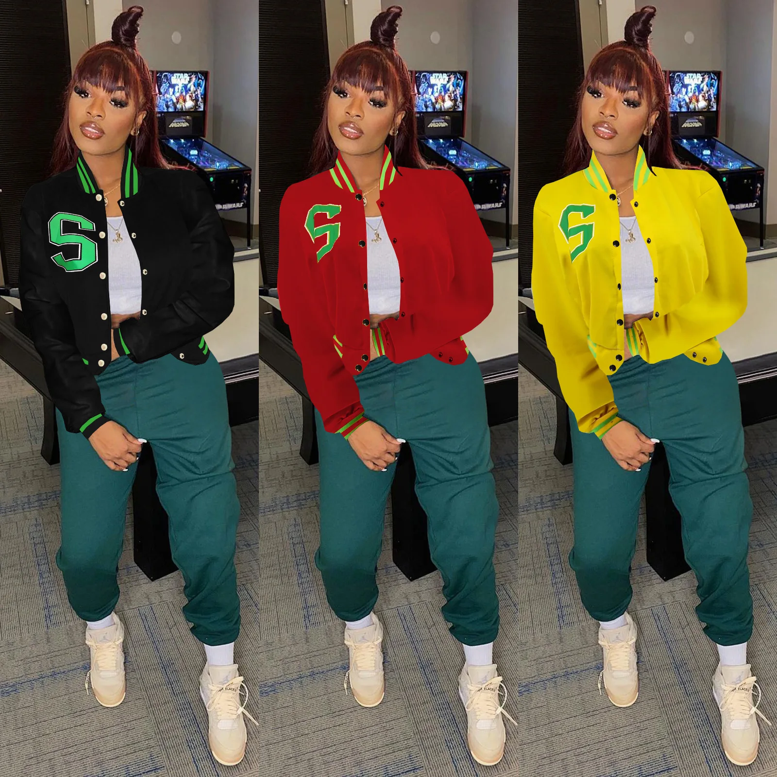 

Женская бейсбольная куртка Donsignet, повседневная однобортная бейсбольная куртка с длинным рукавом, осень 2021