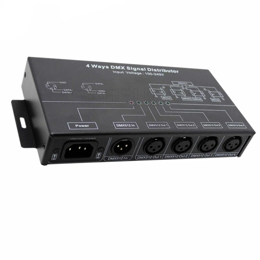 

AC100-240V input high voltage DMX amplifier/Splitter/DMX signal repeater/ 4CH XLR output ports DMX512 signal distributor DMX124