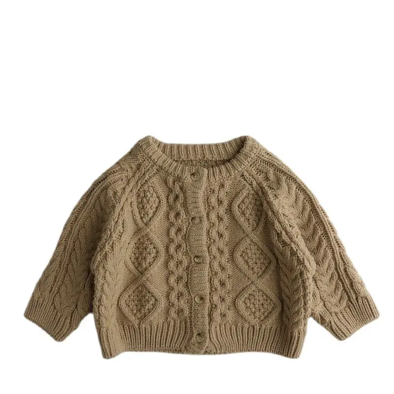 

Autumn Winter Keep Warm Long Sleeve Children's Clothing Fashion New Boys Girls Solid Color Knitting Twist Cardigan Jacket Coat