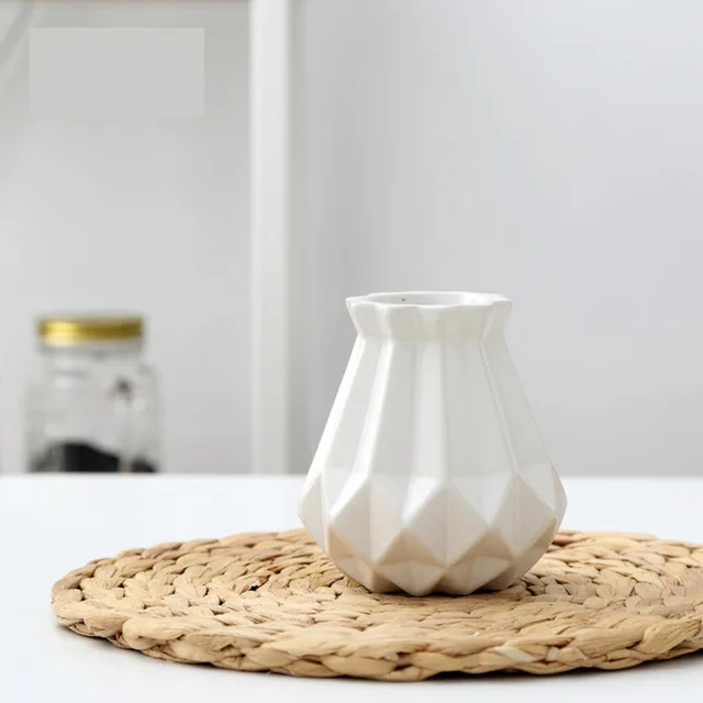 Mini White Европейский стиль, матовая Алмазная фарфоровая ваза, современная мода, керамическая ваза для цветов, для кабинета, прихожей, дома, свадебного украшения - Цвет: Mini White