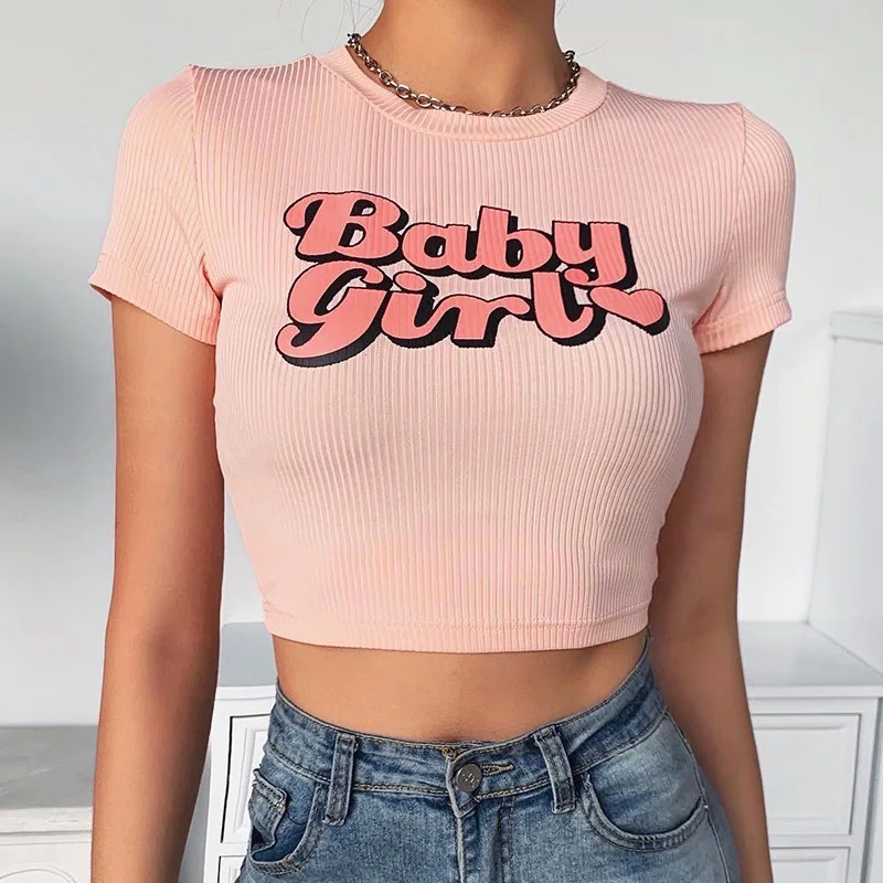

Cute T Shirt Printed Midriff-baring Casual T-shirt Gothic Punk Clothes Blusas Mujer De Moda Verano Streetwear Women Top harajuku