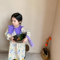 milancel 2021 autumn girls clothing big collar korean girls dress floral dress for girl kids party clothing