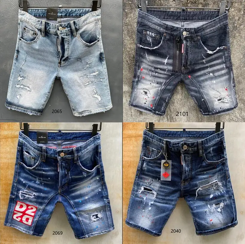 

Original DSQ2-Men's Short Jeans, Italian Ripped Zipper Skinny Jeans, Summer Style, DSQUARED2 Clothes