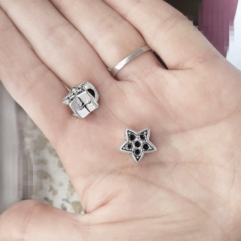 Бусины-звездочки 13 мм шнуры браслеты круглые большие отверстия сделай сам