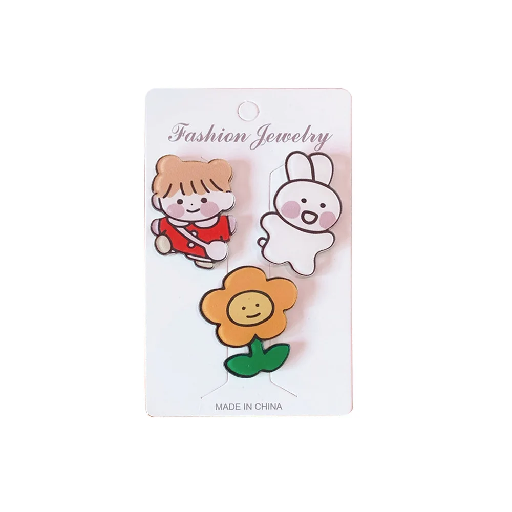 

3psc/set Kawaii Cartoon Lovely Originality Acrylic Brooch Cartoon Accessories Clothes Bag Pendant Badge Christmas Gift