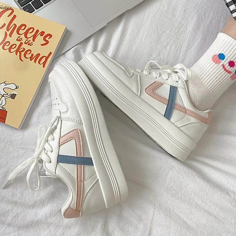 

2021 Fashion Woman Vulcanize Shoes Summer White Canvas Sneakers Casual Zapatillas Mujer Patchwork Footwear Kawaii Lolita Shoes