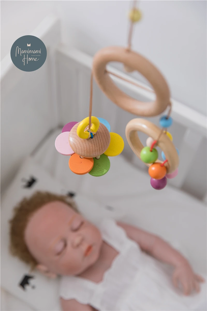 

Baby Crib Mobile Holder Toys Macaron Musical Box With Holder Arm Music Newborn Rotating Portable Newborn Bed Bell Toy