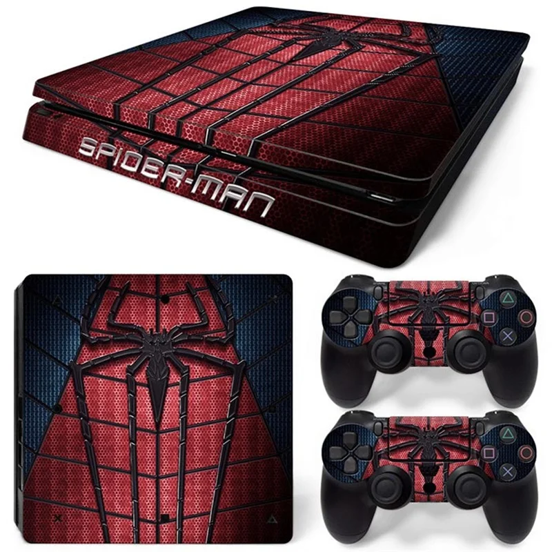 Защитная пленка для консоли Sony PS4 Slim и 2 шт. наклейки на контроллер Человек-паук