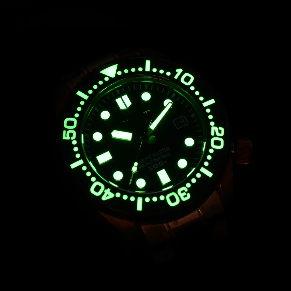 

San Martin Diver Watch CuSn8 Bronze MM300 PT5000 Automatic Men Mechanical Watches Leather 300m Water Resistant Luminous Relojes