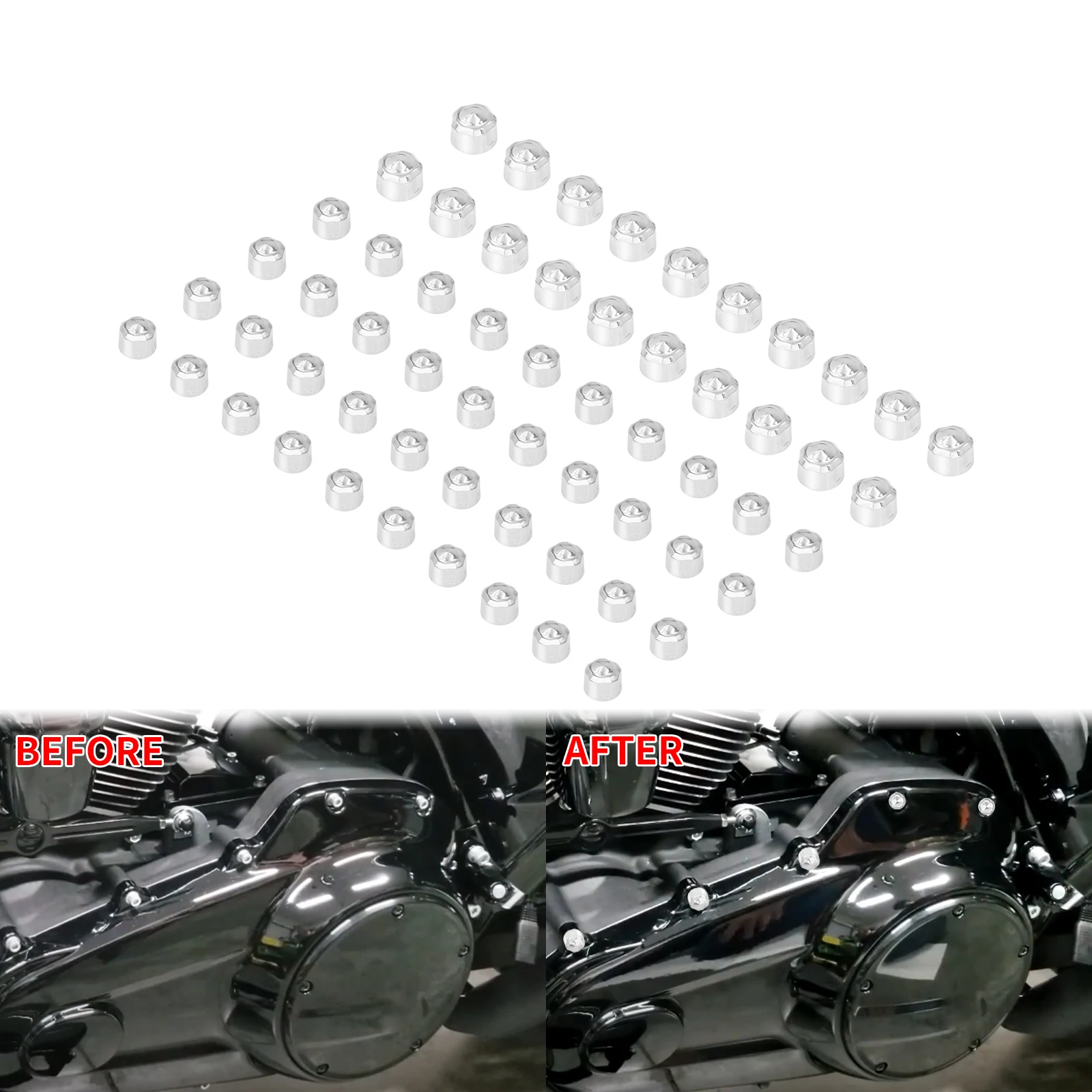 Черная/хромированная крышка винта для болта двигателя мотоцикла 60 шт. Harley Softail Slim