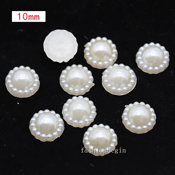 100p 10 lace round Имитация жемчуга цвета слоновой кости для скрапбукинга, украшения для рукоделия, украшения для ногтей, изготовление свадебных открыток, сшитые бусины для одежды, разные формы - Цвет: 100p 10 lace round